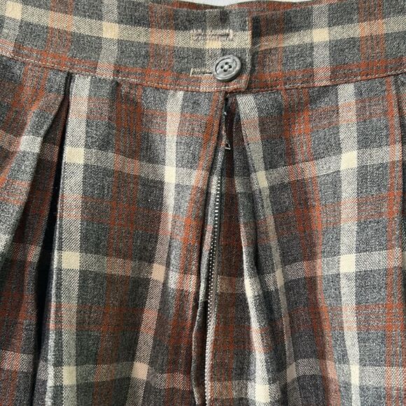 Handmade Plaid A-Line Skirt - Brown and Cream - See measurements. Size S - Picture 3 of 6
